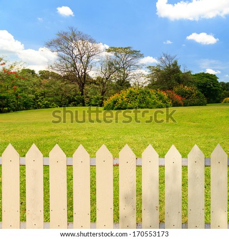 White fences in the garden