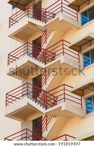 Fire escape ladder on the side of a building