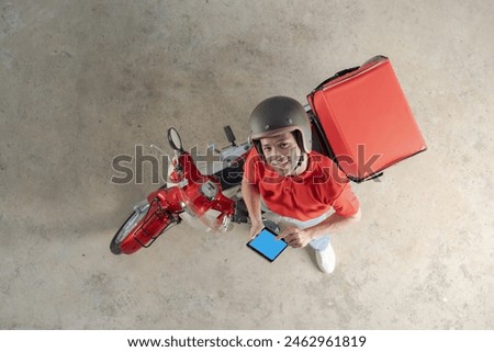 Similar – Image, Stock Photo Delivery man with his van