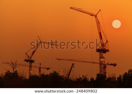 Sunset at the construction site