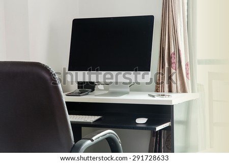 Computer on Home Office with phone