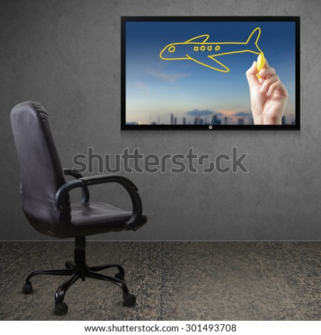 Office chair and TV screen, The concept of holiday
