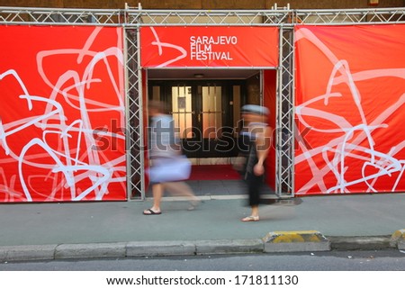 SARAJEVO - AUGUST 17: One of the open air cinema entrances of the 19th Sarajevo Film Festival, on August 17, 2013 in Sarajevo.