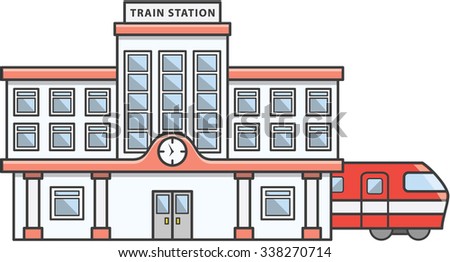 Train station doodle cartoon design illustration