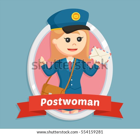postwoman in emblem illustration design