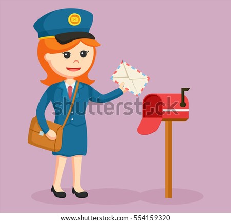 postwoman with mail box