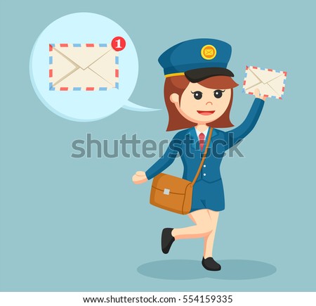 postwoman with mail notification callout