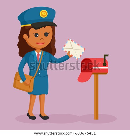 african postwoman with mail box