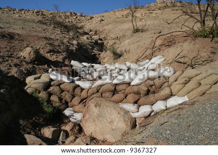 Sandbags To Prevent Erosion Of A Burnt Out Hill Stock Photo 9367327 ...