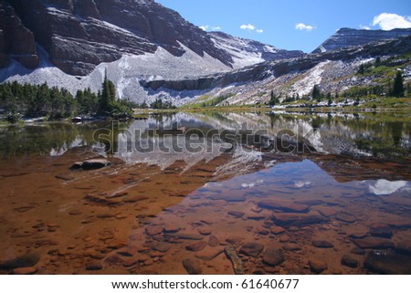 lake reflection in the Uinta Mountains in Utah