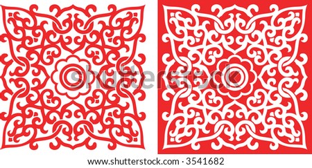 Chinese paper-cut style pattern vector clip arts, free clip art