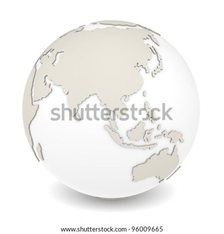 The Earth rotation view 1. The Earth on white background. Sparse design.