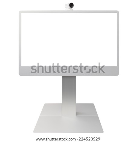 Video Conference isolated on white background with white screen