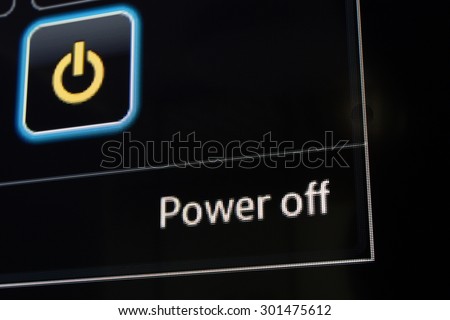 Power off on computer screen with black ground