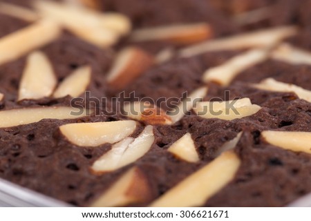 Brownie cake texture close up