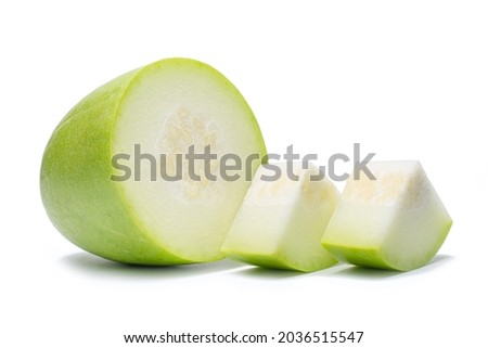 Winter melon, White gourd, Winter gourd, Ash gourd, tallow gourd, ash pumpkin,isolated on white background Photo stock © 