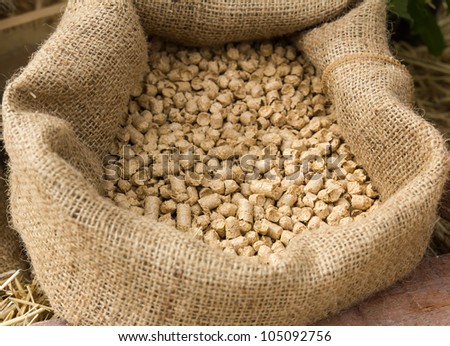 Feed in sacks fodder for  the animals