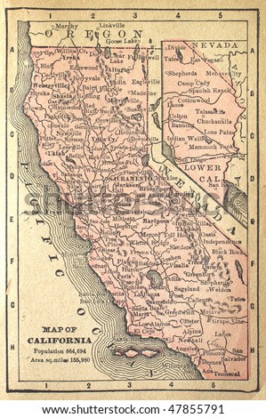 California, circa 1880. See the entire map collection: http://www.shutterstock.com/sets/22217-maps.html?rid=70583