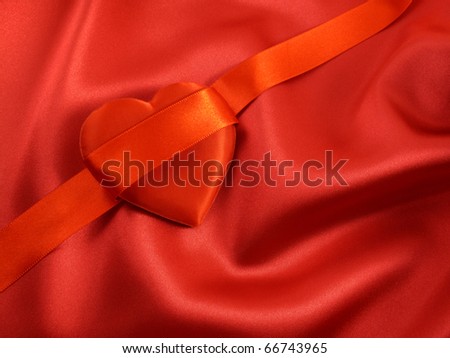 Red Satin Heart with Ribbon on Red...look for more great valentine ideas in my portfolio!