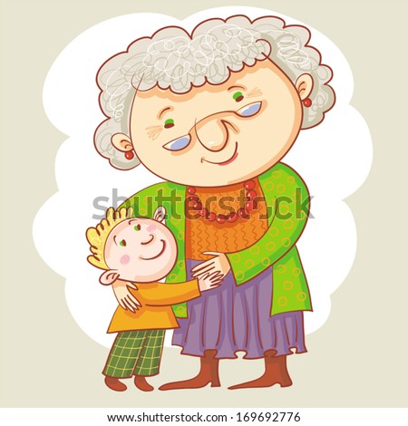 Grandma And Grandson. Stock Vector Illustration 169692776 : Shutterstock