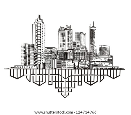 Atlanta, Ga Skyline. Black And White Vector Illustration Eps 8 ...