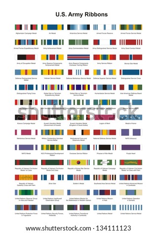 U.S. Army Award Medal Ribbons. Complete vector set.