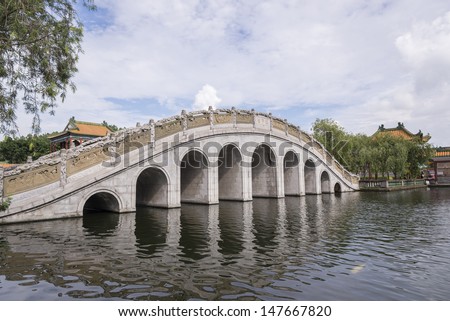 Chinese garden architecture, stone arch bridge