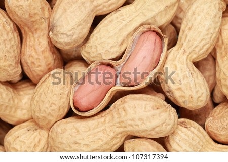 Many peanuts in shells, one upon the other