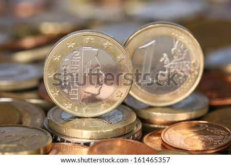 A one Euro coin from the EU member country Luxemburg