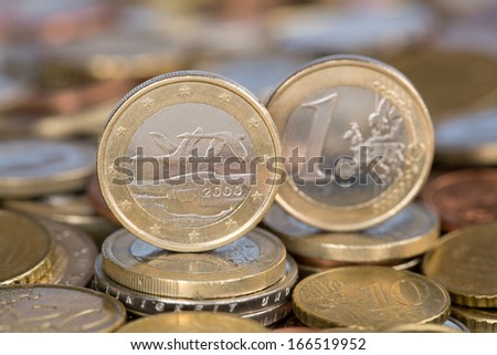 A one Euro coin from the EU member country Finland