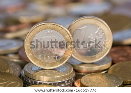 A one Euro coin from the EU member country Estonia