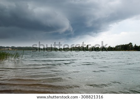 Storm clouds over the water