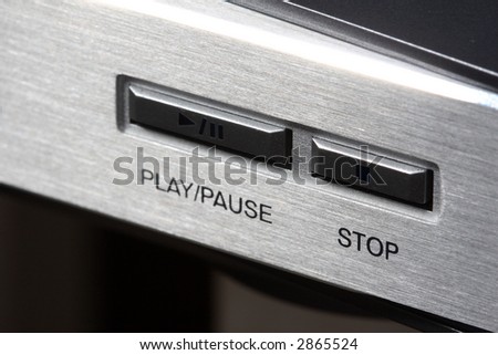 dvd/cd player panel with stop button in focus