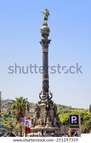 BARCELONA, SPAIN -SEP 3, 2013: Monument to Christopher Columbus in Barcelona, Spain.