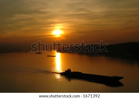 Sunset over Danube in Novi Sad