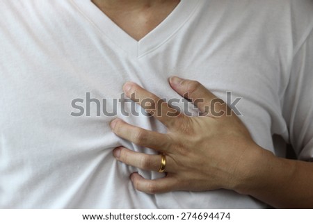 hand hold on chest, heart attack