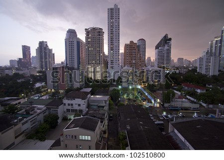 night view of Bangkok landscape, Thailand