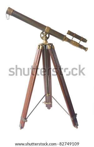 antique brass telescope over white