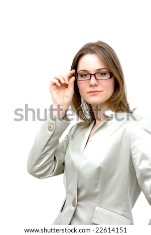 Elegant business woman isolated on white.
