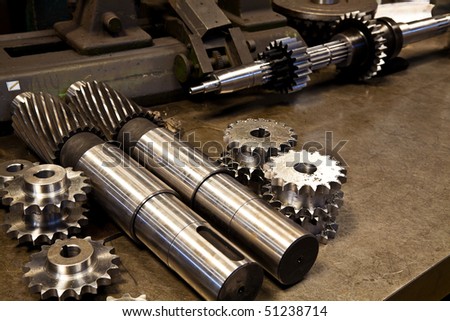 Mechanical parts for heavy industry at an industrial factory.