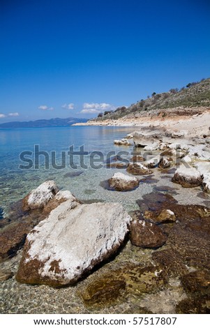 Coast of Greek near Lefkada Island in summer.