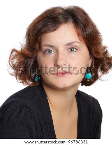Portrait Of A 30 Year Old Woman, Looking At Camera, Dressed With Black ...