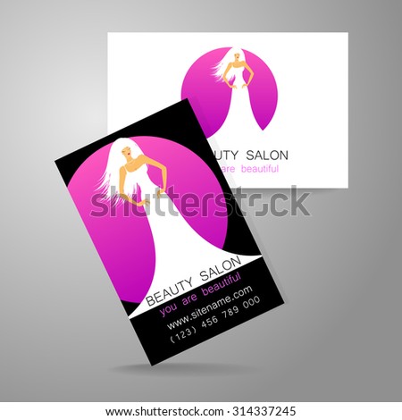 Beauty logo. Design of corporate identity. Template business card for beauty salon, hairdressing salon, spa, women\'s club and so on.