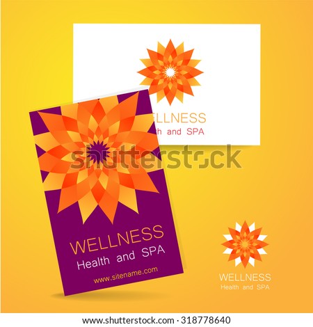 Wellness logo. Template design corporate identity for yoga studios, recreation center, organic food store, natural cosmetics manufacturer, beauty salon, spa and others.