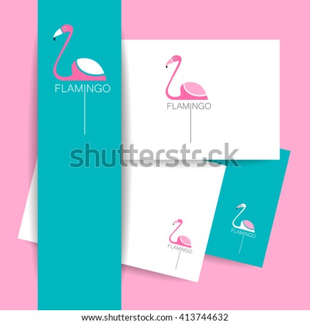 Flamingo logo. Identity presentation template. Flamingo illustration idea for logo, emblem, symbol, icon. Vector illustration.