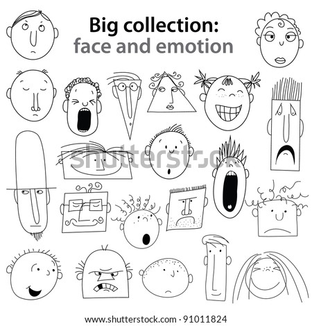 Big Collection Of - Human Emotions. Joy, Happiness, Indifference, Anger ...