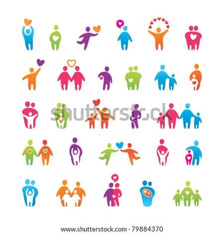 Big vector set of icons - love, family and child.