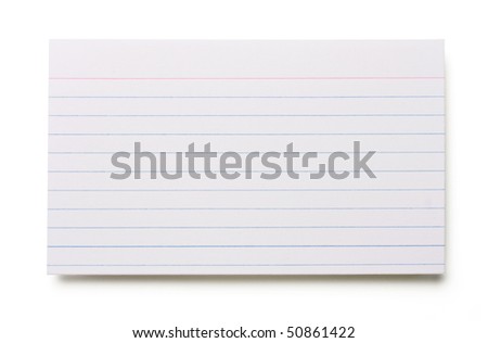 Blank index card isolated on white background. Stockfoto © 