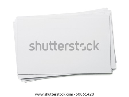 Blank white index card isolated on white. Stockfoto © 