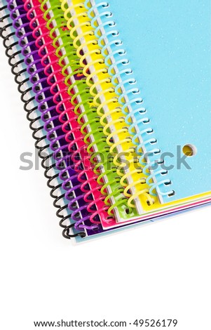 Colorful Spiral Notebooks Isolated On White Background. Stock Photo ...